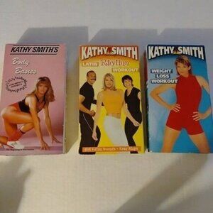VHS-KATHY SMITH- WORKOUTS-SET OF 3-VHS-like new
